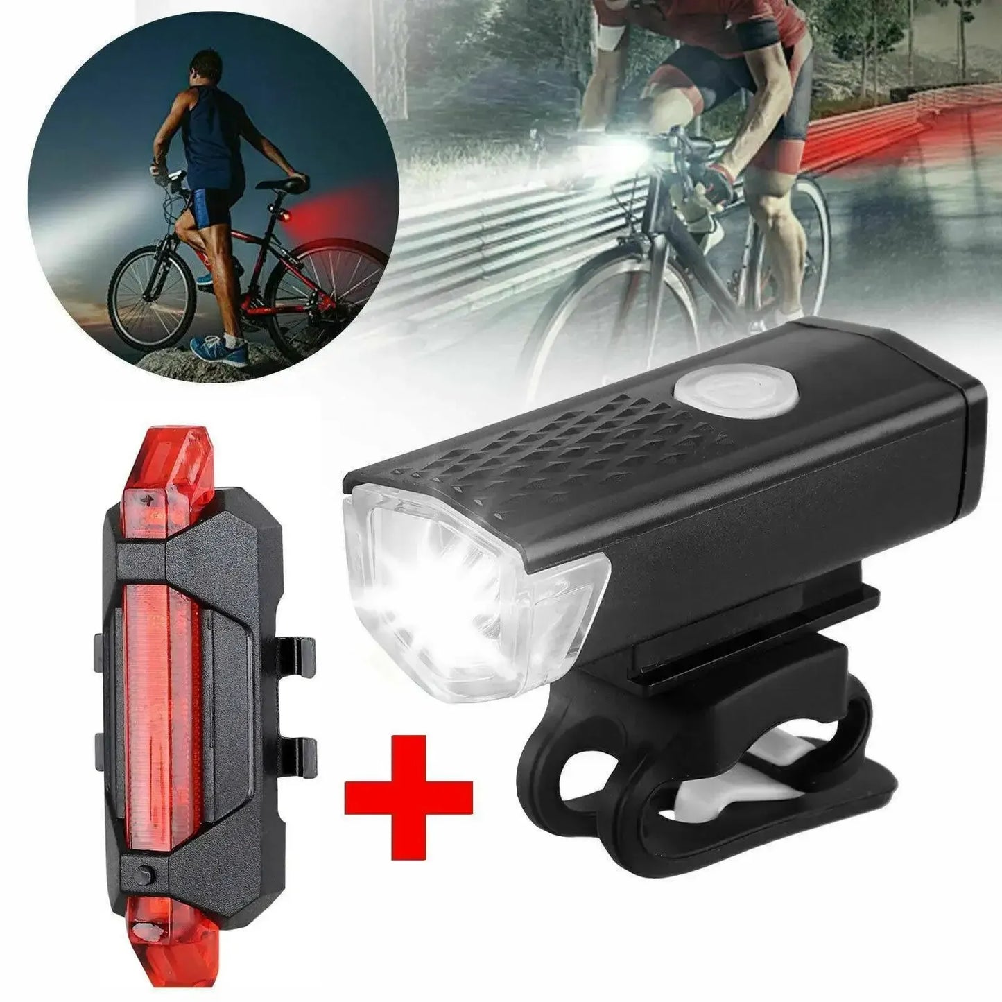 USB Rechargeable Cycling Light Set