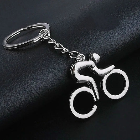 Cyclist Silver Keychain 